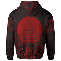 French Polynesia Hoodie French Polynesia Seal Red Tribal Patterns - Polynesian Pride