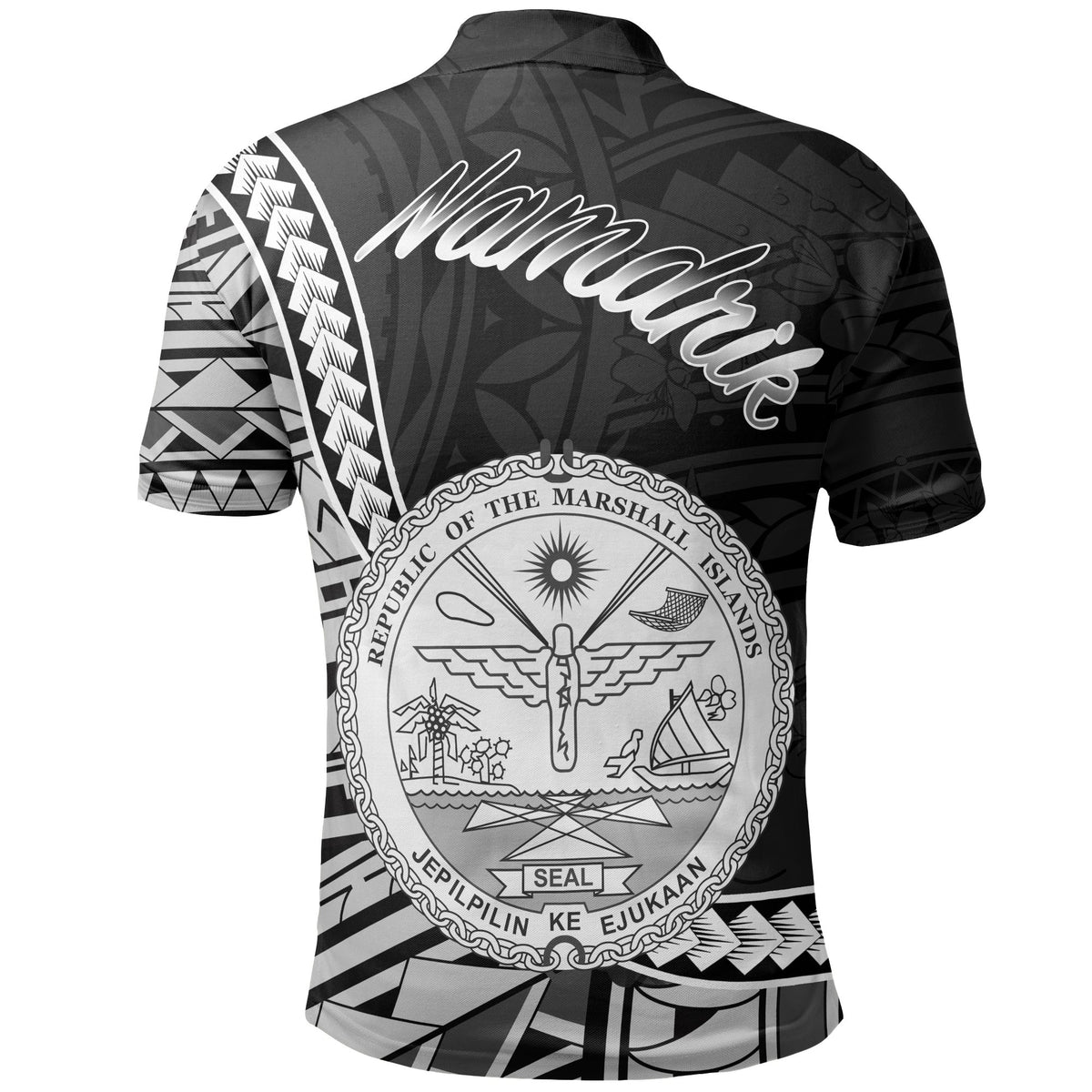 Marshall Islands Polo Shirt Namdrik Seal Of Marshall Polynesian Patterns - Polynesian Pride