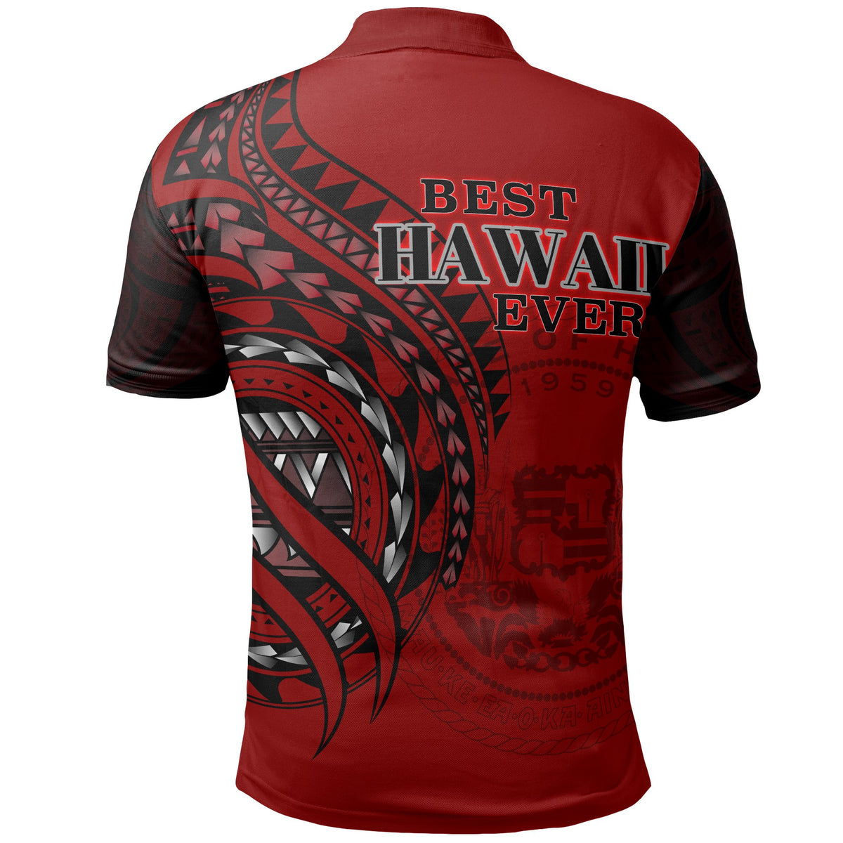 Hawaii Polo Shirt Red Color Polynesian Patterns Best Hawaii Ever - Polynesian Pride