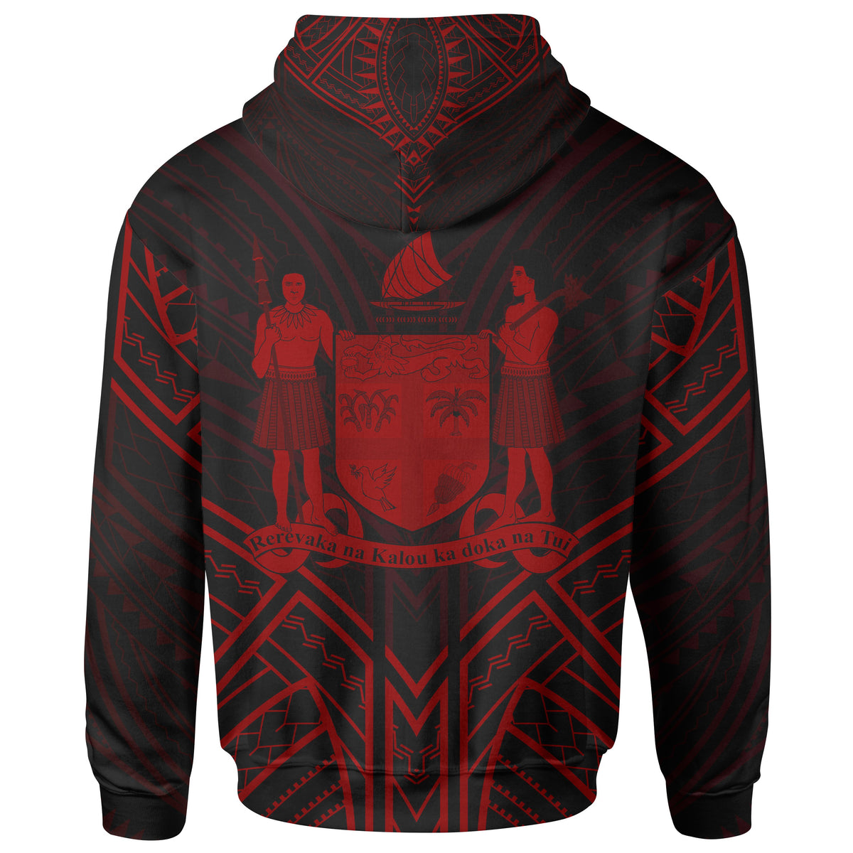Fiji Hoodie Fiji Seal Red Tribal Patterns - Polynesian Pride