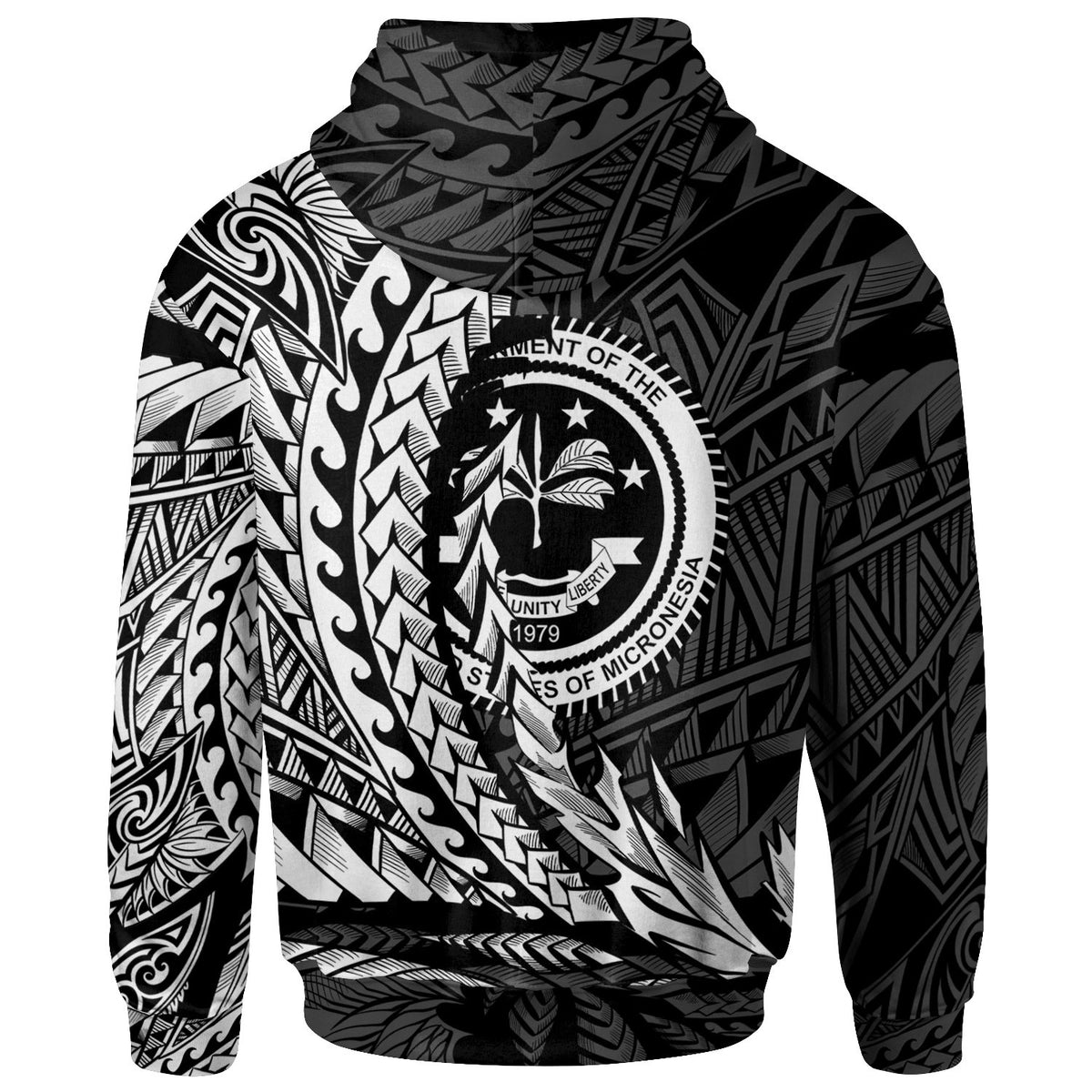 Federated States of Micronesia Zip Hoodie White Wings Style - Polynesian Pride