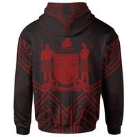Fiji Zip Hoodie Fiji Seal Red Tribal Patterns - Polynesian Pride