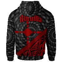 Rotuma Zip Hoodie Red Tapa Patterns With Bamboo - Polynesian Pride