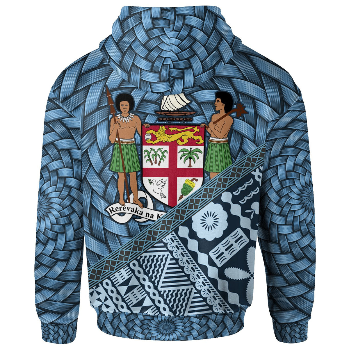 Fiji Zip Hoodie Nadi Tapa Patterns With Bamboo - Polynesian Pride