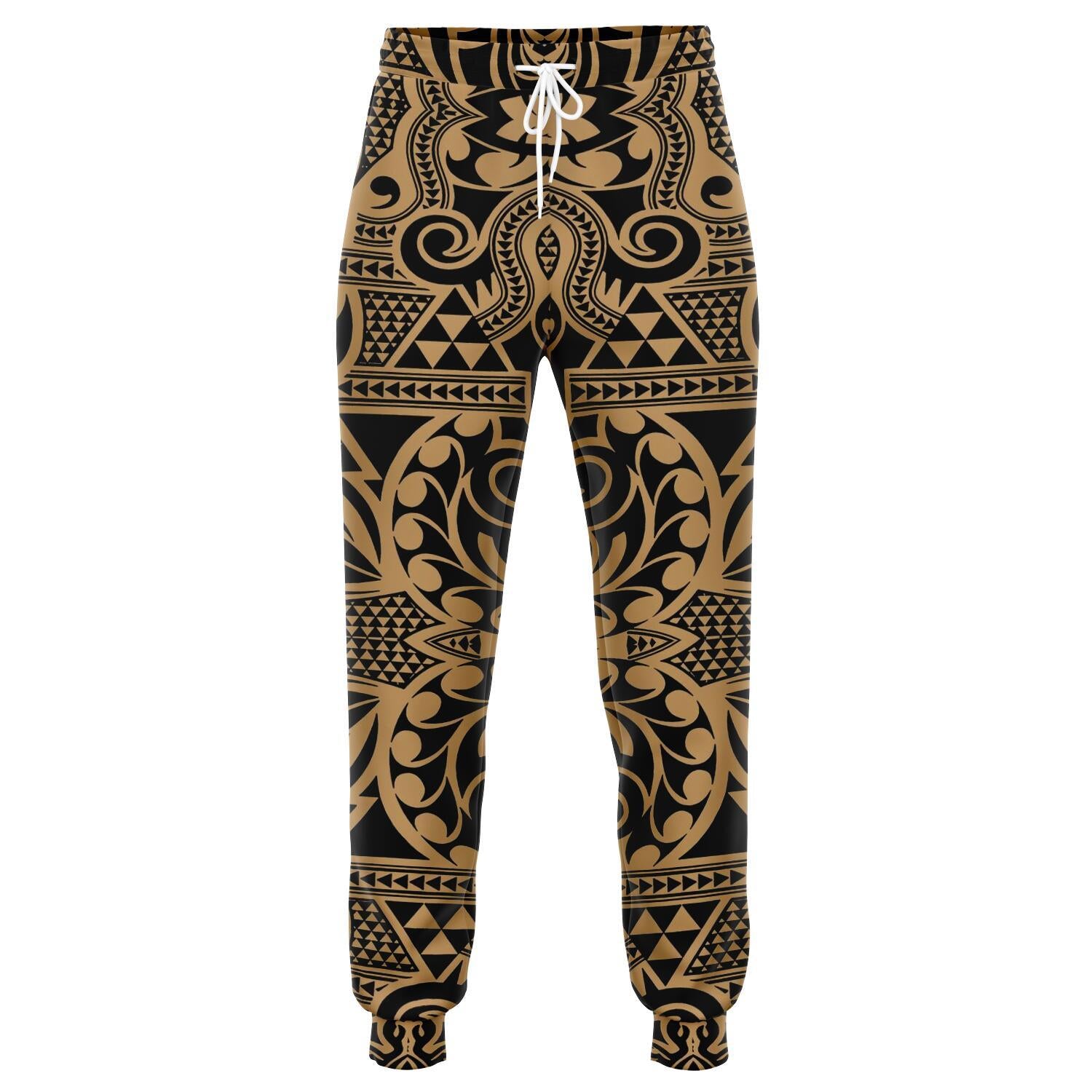 Polynesian Kakau Turtle Gold Joggers Unisex Gold - Polynesian Pride