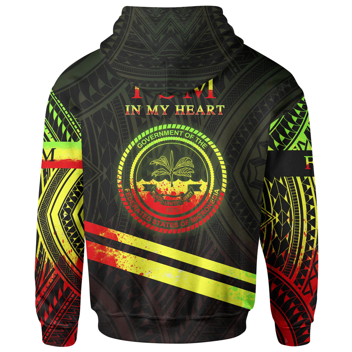 Federated States of Micronesia Hoodie In My Heart Style Reggae Polynesian Patterns - Polynesian Pride