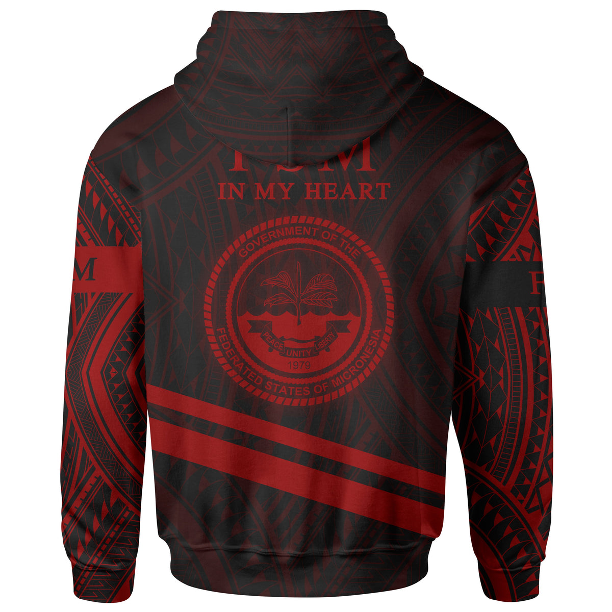 Federated States of Micronesia Zip Hoodie In My Heart Style Red Polynesian Patterns - Polynesian Pride