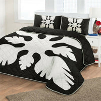 Hawaiian Royal Pattern Quilt Bed Set - Black And White - B1 Style - AH - Polynesian Pride