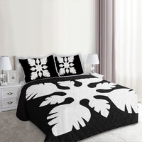 Hawaiian Royal Pattern Quilt Bed Set - Black And White - B1 Style - AH - Polynesian Pride