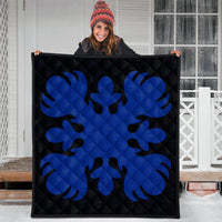 Hawaii Royal Pattern Premium Quilt - Black And Blue - O2 Style - AH - Polynesian Pride