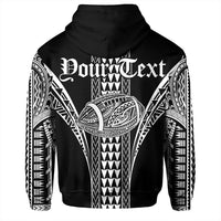 Custom Hawaii Hoodie Black White Football Zip Hoodie - Polynesian Pride