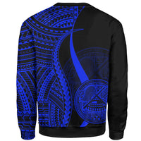 American Samoa Custom Personalised Sweatshirt - Blue Polynesian Tentacle Tribal Pattern - Polynesian Pride