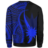 Nauru Custom Personalised Sweatshirt - Blue Polynesian Tentacle Tribal Pattern - Polynesian Pride