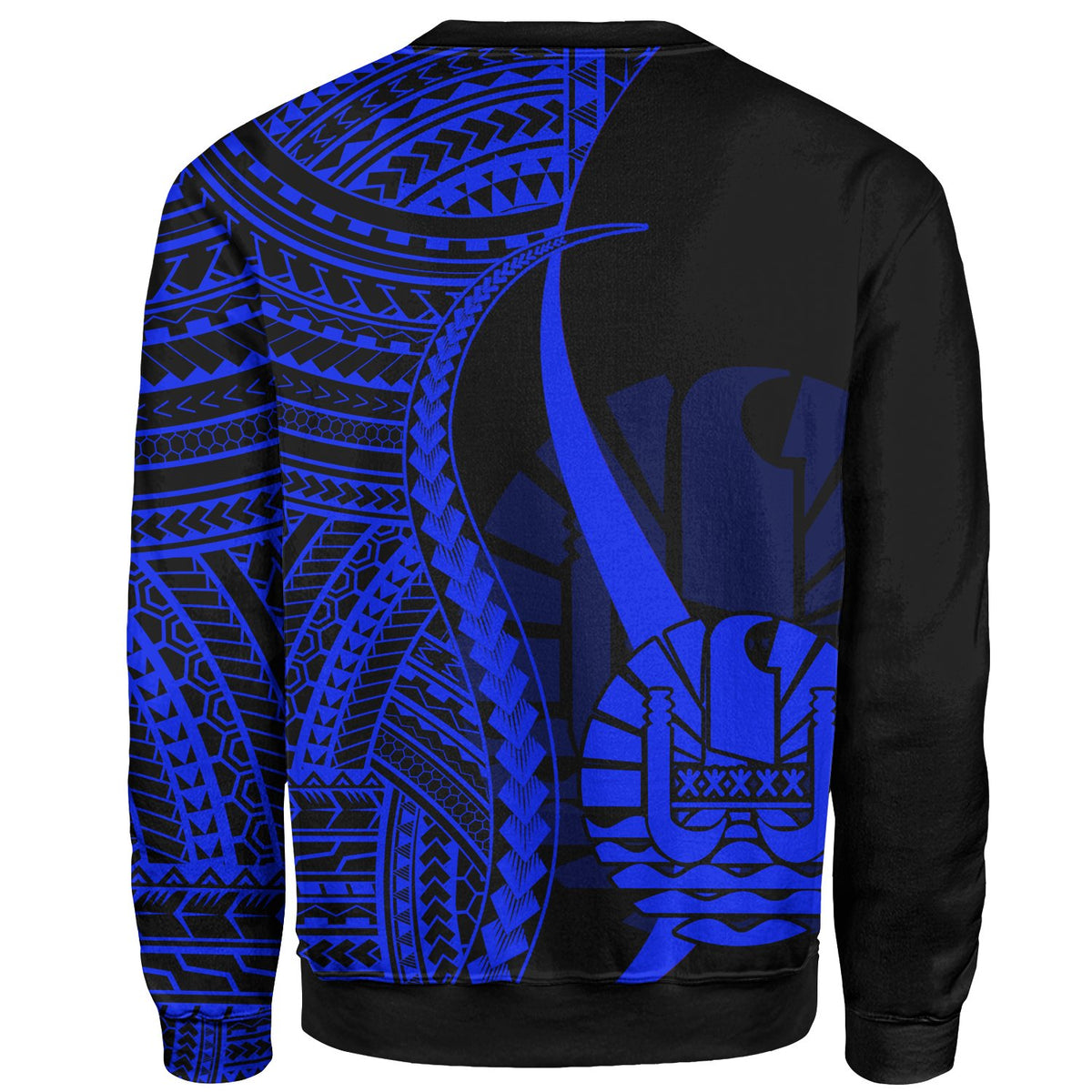 Tahiti Custom Personalised Sweatshirt - Blue Polynesian Tentacle Tribal Pattern - Polynesian Pride