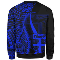 Fiji Sweatshirt - Blue Polynesian Tentacle Tribal Pattern - Polynesian Pride