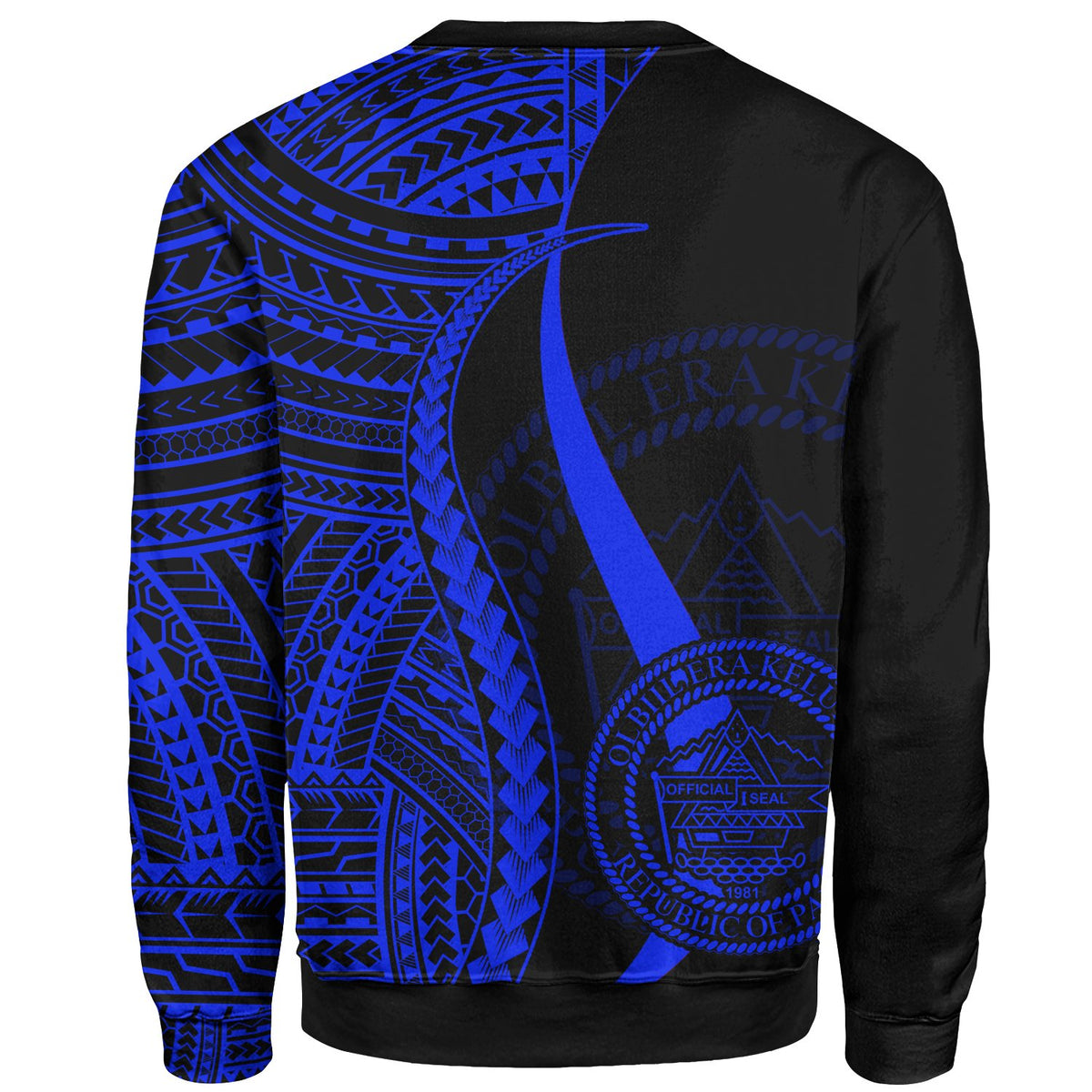 Palau Sweatshirt - Blue Polynesian Tentacle Tribal Pattern Crest - Polynesian Pride