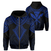 Hawaii Polynesian Hoodie Limited (Zip up) Tab Style Blue Unisex Art - Polynesian Pride