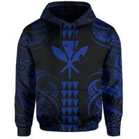 Kanaka Map Polynesian Kakau Hoodie Blue - Polynesian Pride