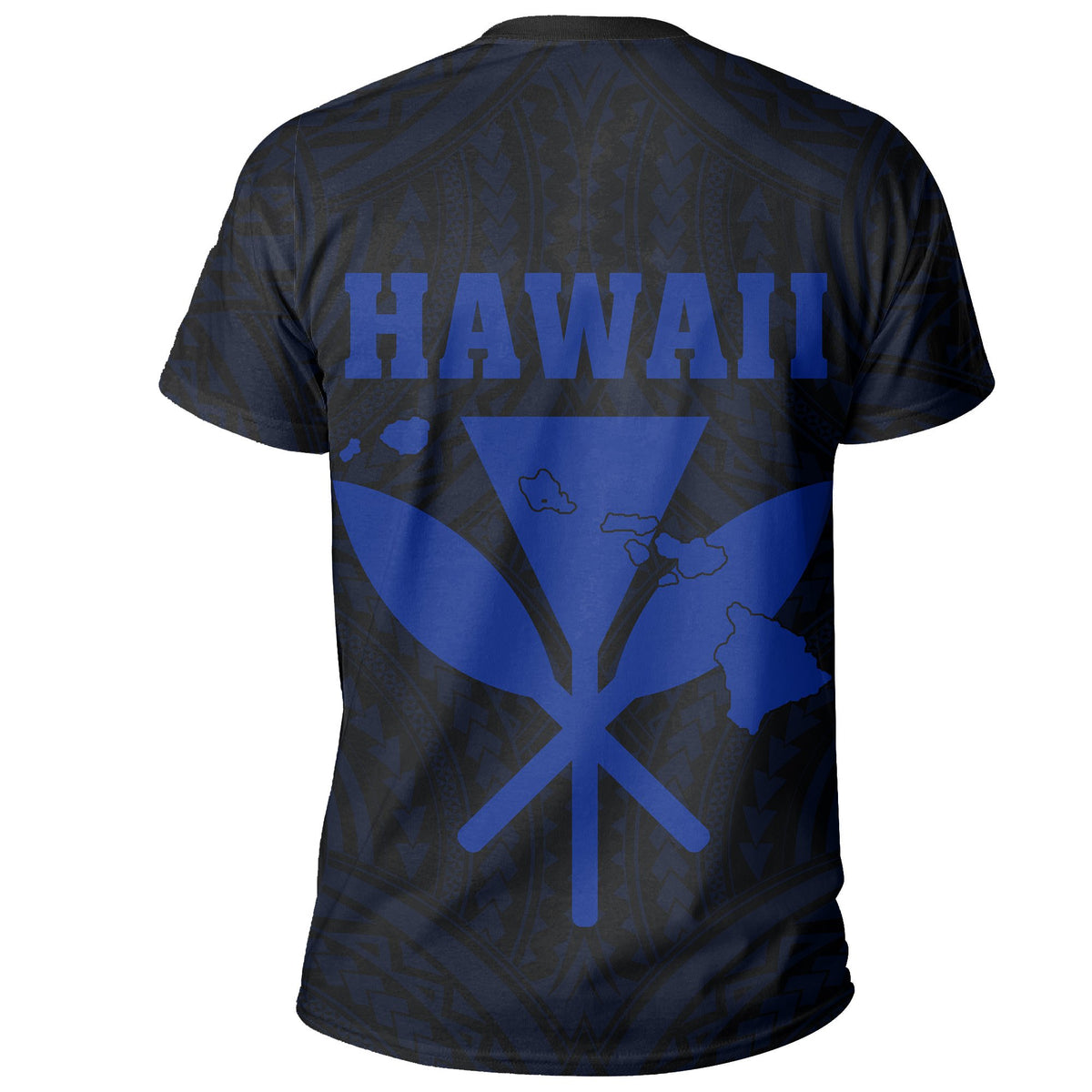 Hawaii King Coat of Arms Kanaka Map Polynesian T Shirt Blue - Polynesian Pride
