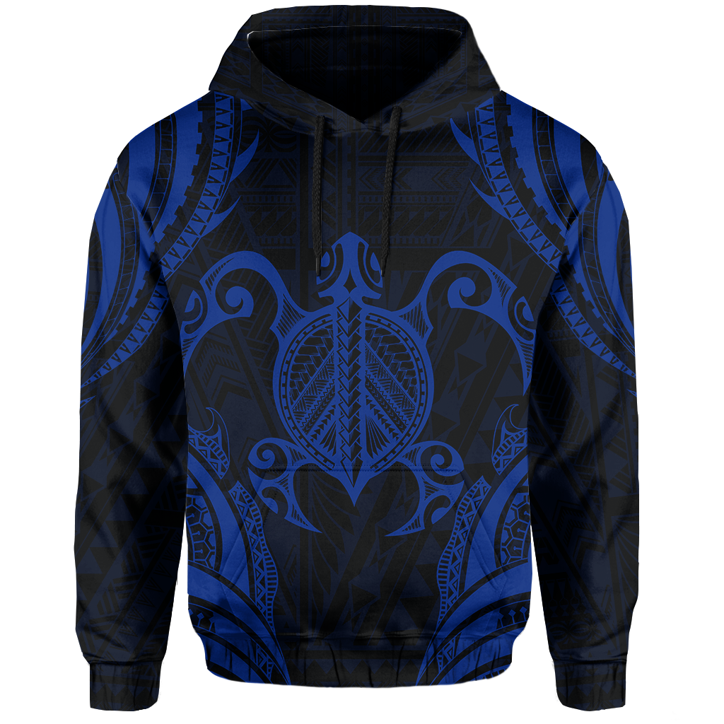Polynesian Turtle Kanaka Maoli Hawaii Hoodie Blue - Polynesian Pride
