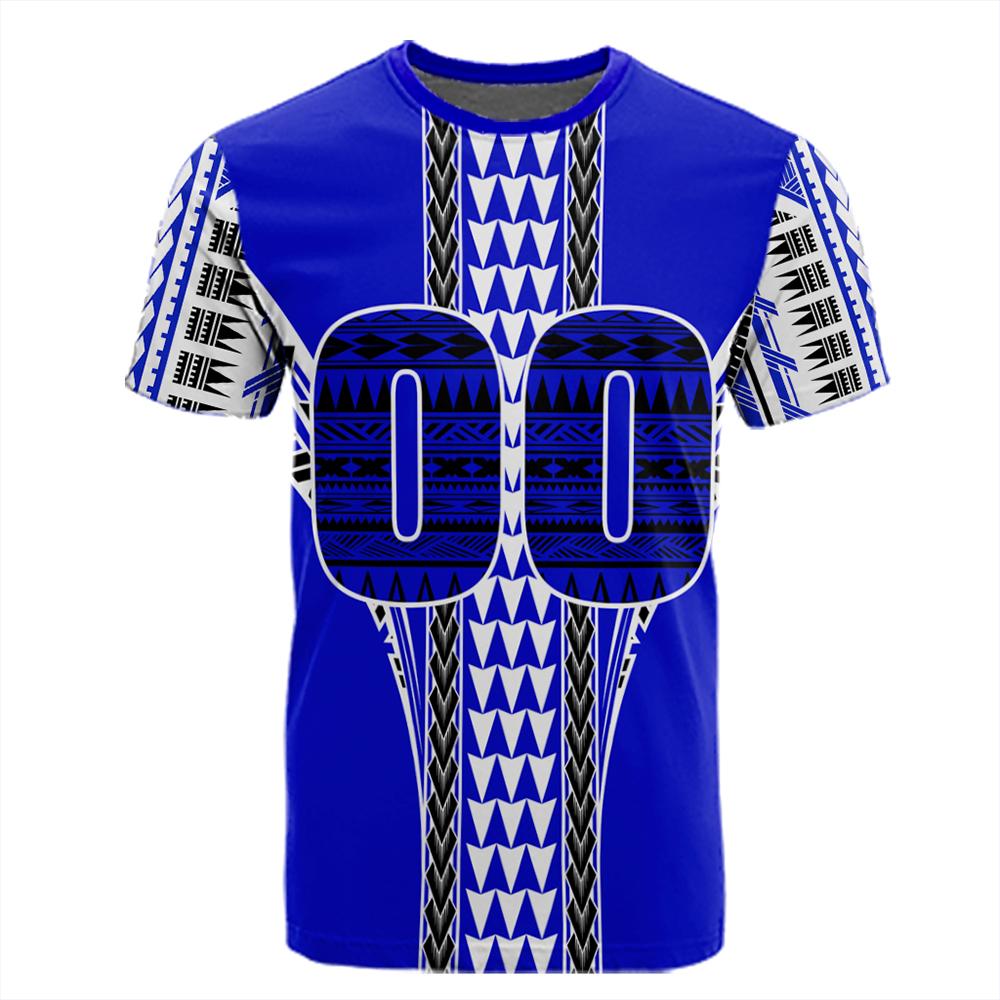 Hawaii Custom Blue Football T Shirt - Polynesian Pride