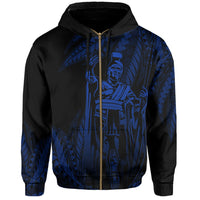 Hawaii King Polynesian Hoodie (Zip up) Durk Style Blue - Polynesian Pride