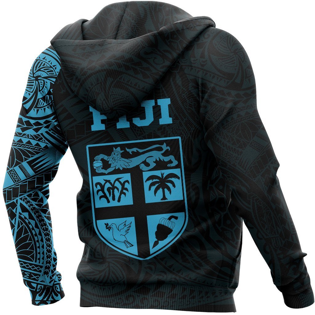 Fiji Hoodie Fiji Flag Polynesian Tattoo Style Blue - Polynesian Pride