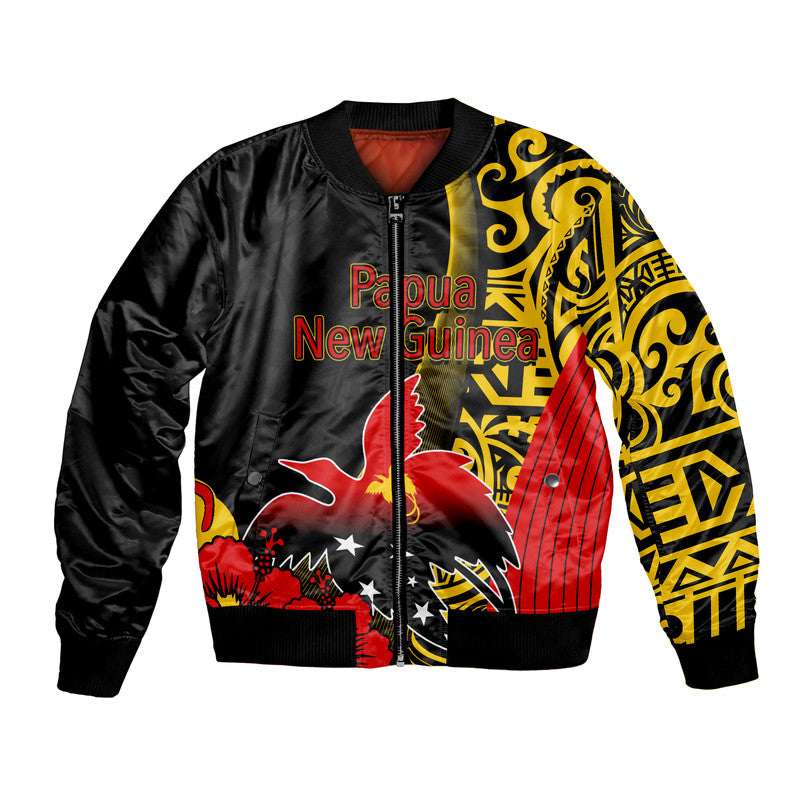 Papua New Guinea Bomber Jacket Vibe Style LT6 Unisex Black - Polynesian Pride