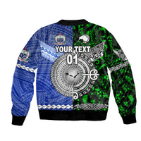 (Custom Personalised) Samoa And New Zealand Bomber Jacket Together - Green LT8 - Polynesian Pride