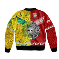Mate Ma'a Tonga Ngatu And Australia Wallabies Aboriginal Bomber Jacket Rugby Together LT8 - Polynesian Pride