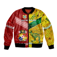 Tonga Ikale Tahi Ngatu And Australia Wallabies Aboriginal Bomber Jacket Rugby Together LT8 Unisex - Polynesian Pride