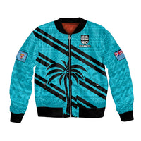 Fiji Rugby Tapa Pattern Fijian 7s Cyan Bomber Jacket LT14 Unisex Cyan - Polynesian Pride