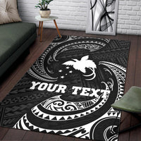 Papua New Guinea Polynesian Custom Personalised Area Rug - White Tribal Wave - Polynesian Pride
