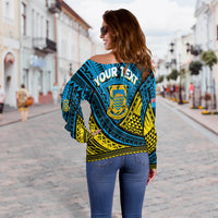 (Custom Personalised) Tuvalu Women Off Shoulder Sweater 44th Independence Anniversary - Tribal Pattern - LT12 - Polynesian Pride