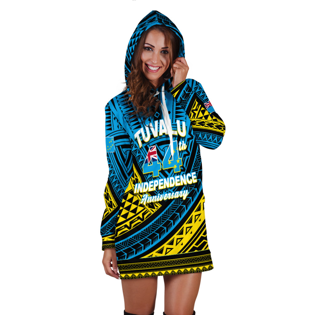 (Custom Personalised)Tuvalu Hoodie Dress 44th Independence Anniversary - Tribal Pattern - LT12 - Polynesian Pride