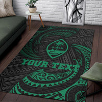 Guam Polynesian Custom Personalised Area Rug - Green Tribal Wave - Polynesian Pride