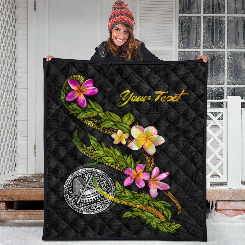 American Samoa Polynesian Custom Personalised Quilt - Plumeria Tribal - Polynesian Pride