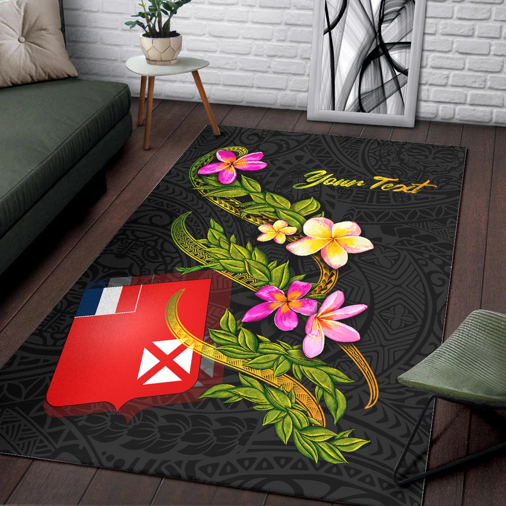 Wallis and Futuna Polynesian Custom Personalised Area Rug - Plumeria Tribal - Polynesian Pride