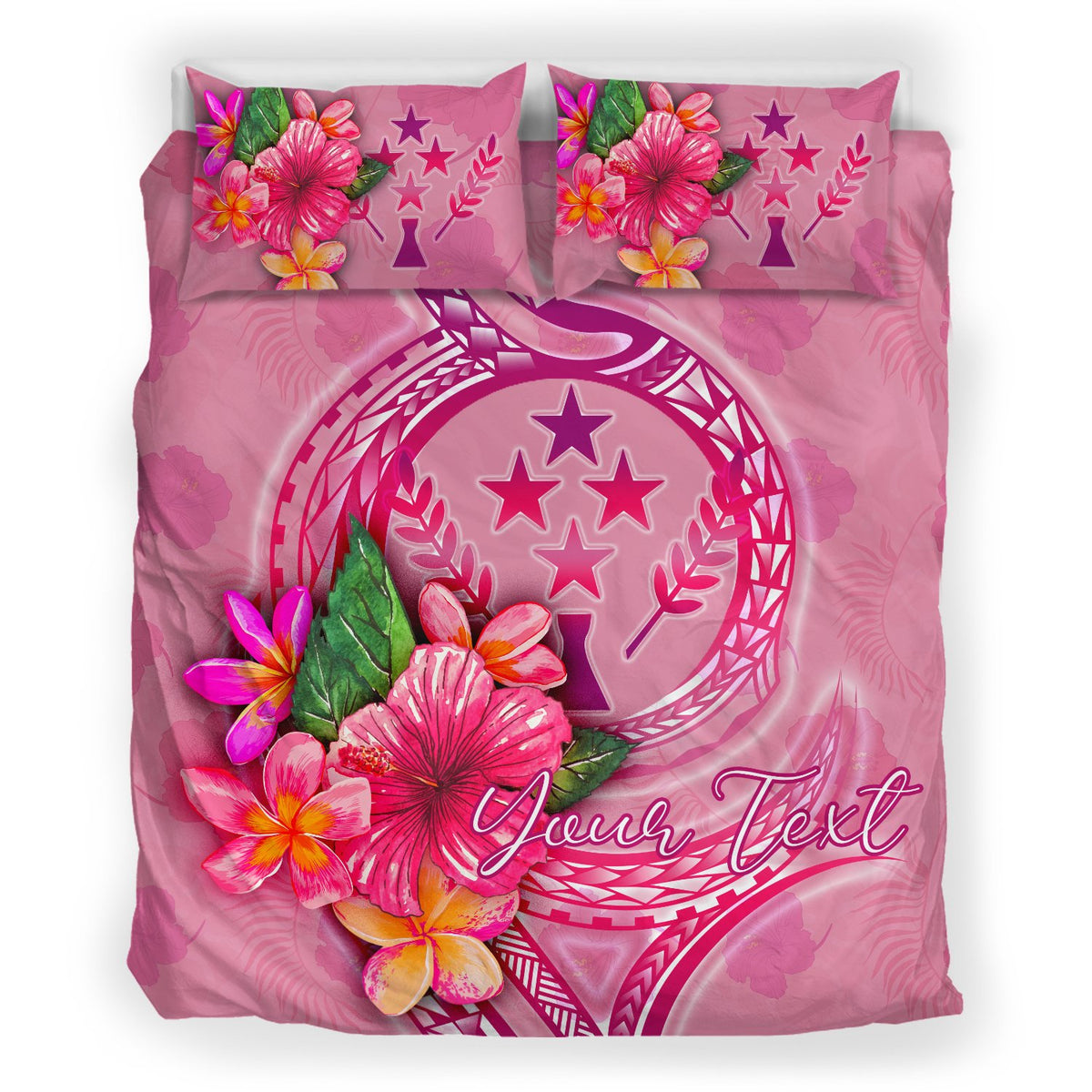 Kosrae Polynesian Custom Personalised Bedding Set - Floral With Seal Pink - Polynesian Pride