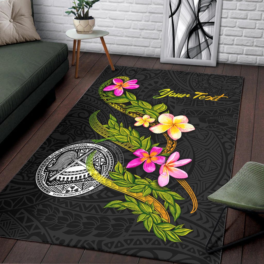 American Samoa Polynesian Custom Personalised Area Rug - Plumeria Tribal - Polynesian Pride