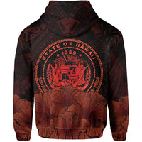 Polynesian Hibiscus Seal of Hawaii Zip Hoodie Orange - Polynesian Pride