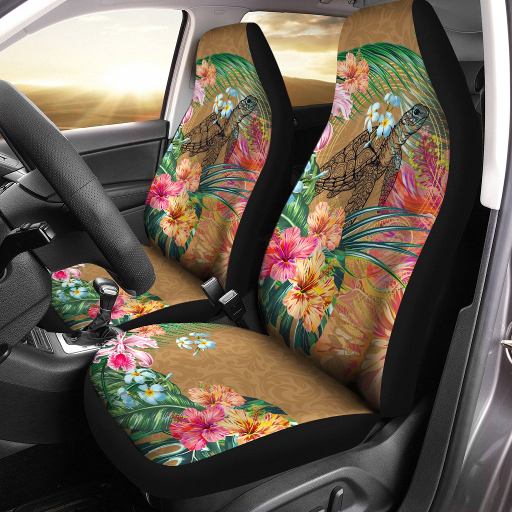 Hawaii Turtle Hibiscus Polynesian Gold Car Seat Cover - Moon Style - AH - Polynesian Pride