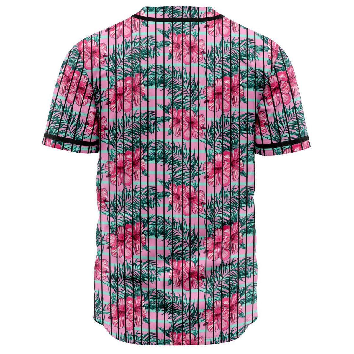 Hawaii Tropical Flowers Palm Leaves Hibiscus Baseball Jersey - Polynesian Pride