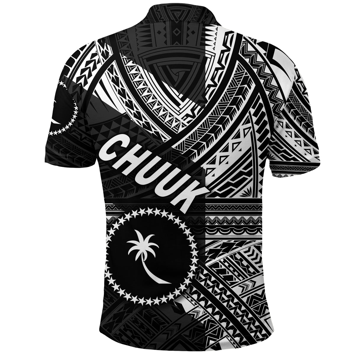 FSM Chuuk Polo Shirt Original Style Black LT8 - Polynesian Pride