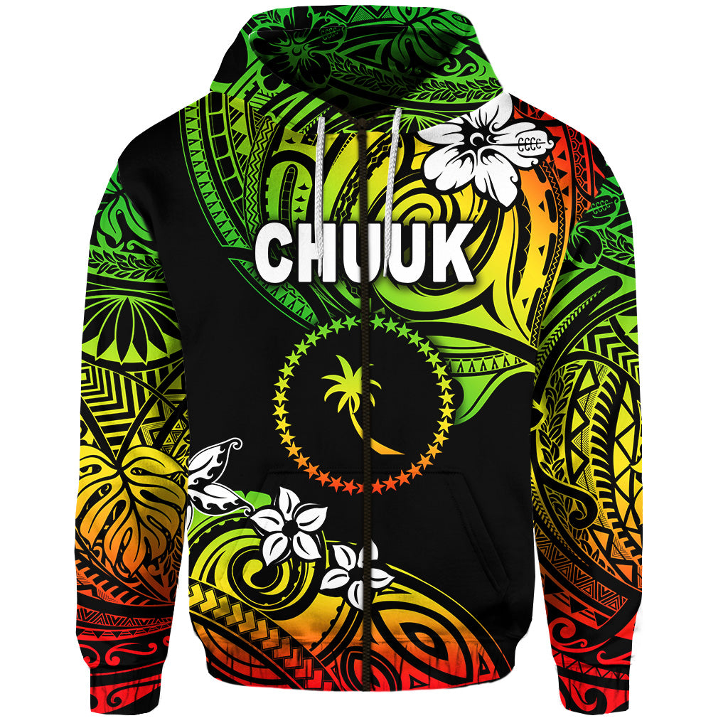 Custom FSM Chuuk Zip Hoodie Unique Vibes Reggae LT8 - Polynesian Pride