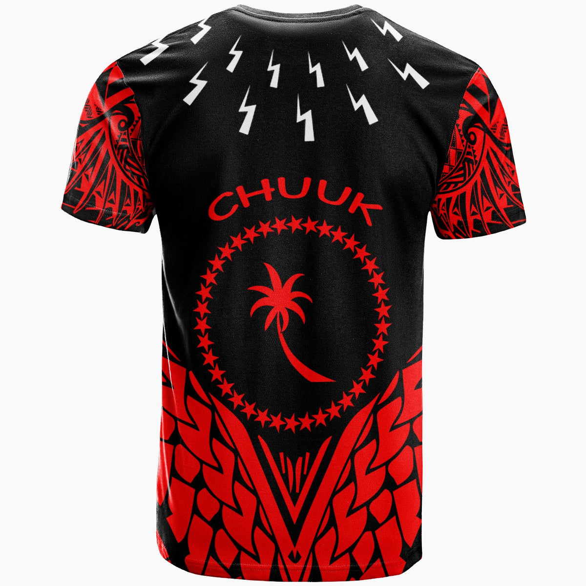 Chuuk Custom T Shirt Thunder Bolt Seamless Pattern Red - Polynesian Pride
