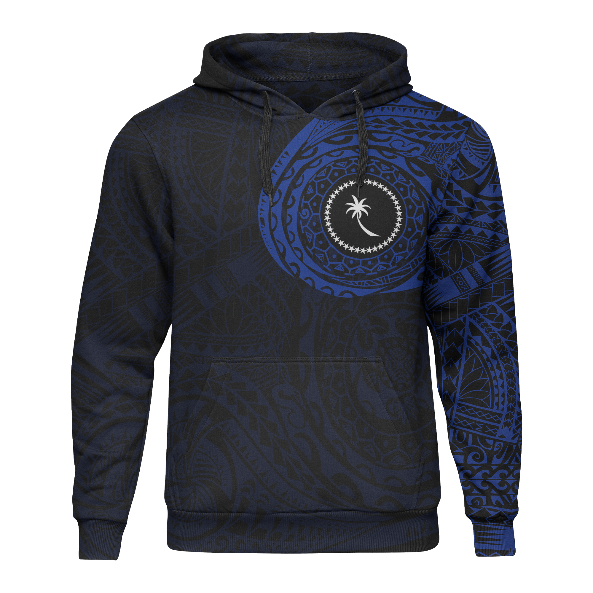 Micronesia All Over Print Hoodie Chuuk In My Heart Blue Unisex Black - Polynesian Pride