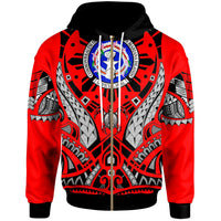 Northern Mariana Islands Zip Hoodie Tribal Sun Tattoo Red Color Unisex Red - Polynesian Pride
