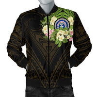 Northern Mariana Islands Men's Bomber Jacket - Polynesian Gold Patterns Collection - Polynesian Pride
