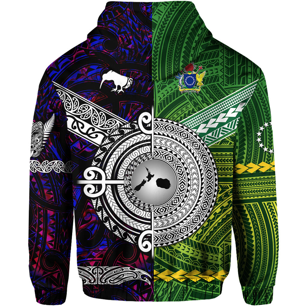 New Zealand Cook Islands Hoodie Maori and Polynesian Together Purple LT8 - Polynesian Pride